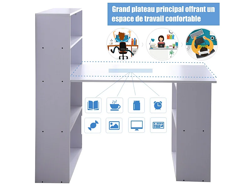 Bureau multi-rangement Elina blanc