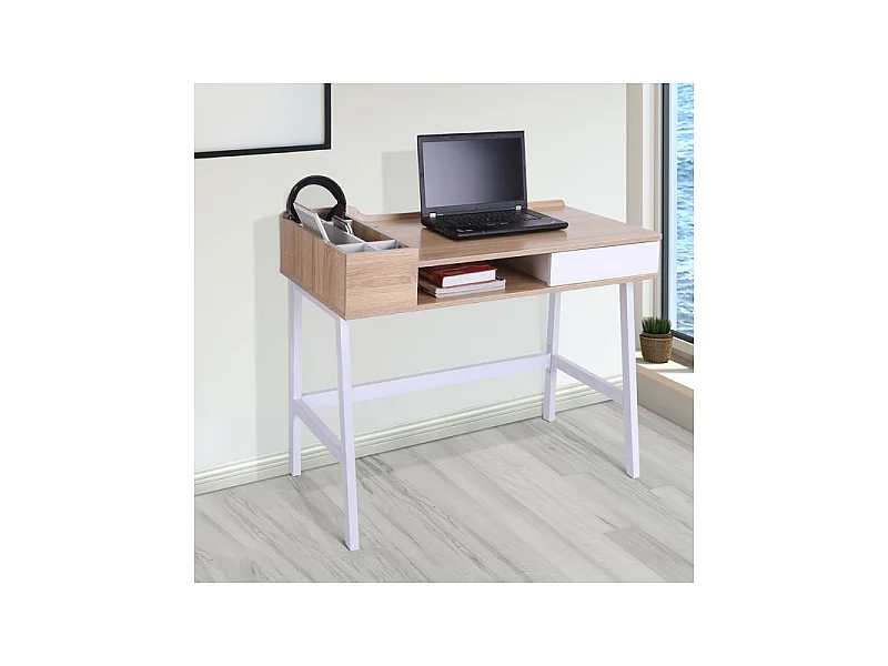 Bureau informatique OSLO blanc et bois