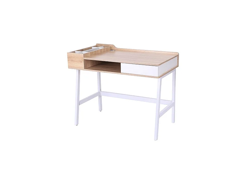 Bureau informatique OSLO blanc et bois