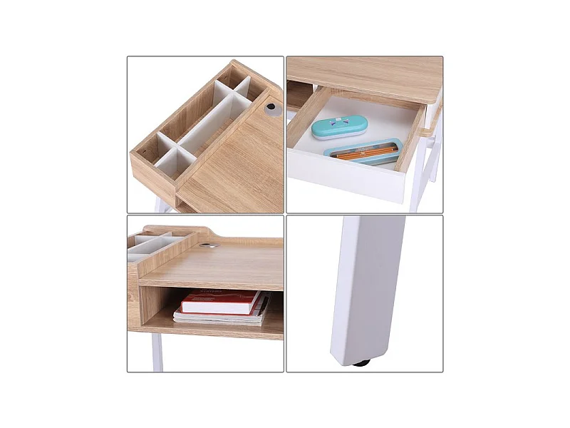 Bureau informatique OSLO blanc et bois