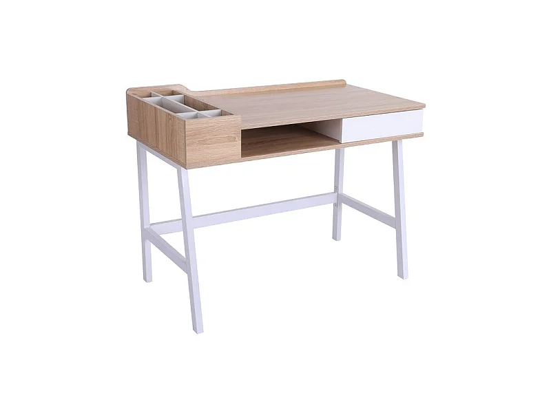 Bureau informatique OSLO blanc et bois