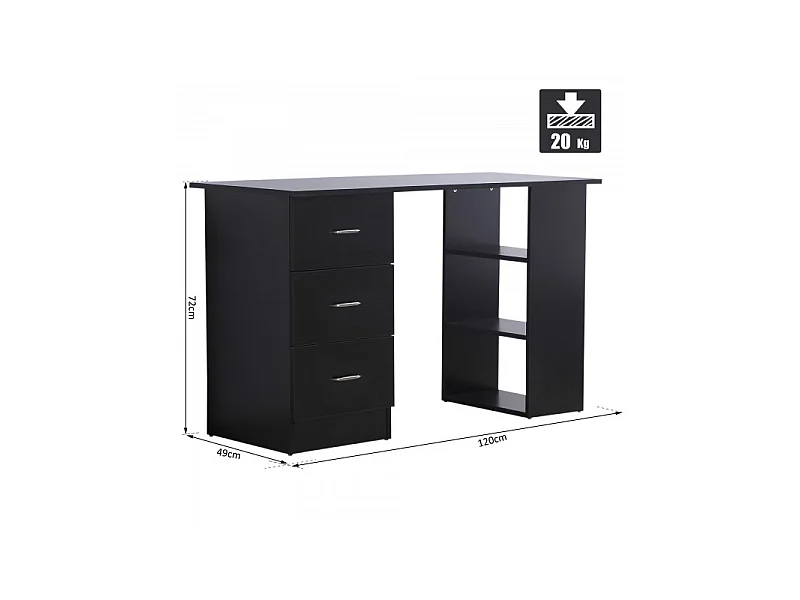 Bureau informatique multicompartiment Platoon noir