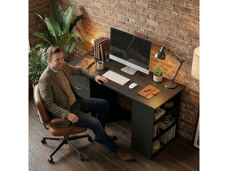 Bureau informatique multicompartiment Platoon noir