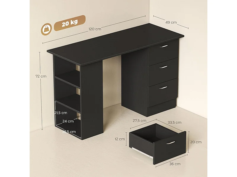 Bureau informatique multicompartiment Platoon noir