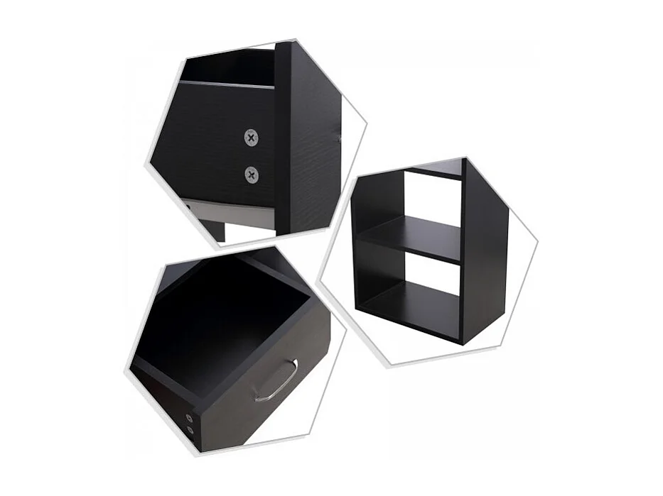 Bureau informatique multicompartiment Platoon noir