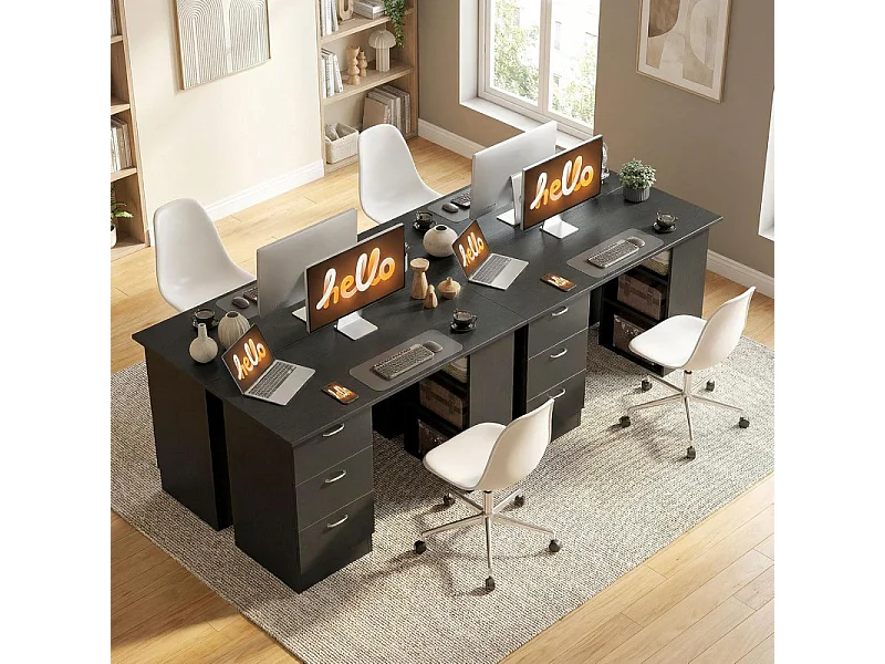 Bureau informatique multicompartiment Platoon noir