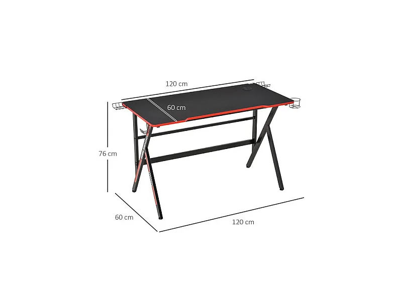 Bureau Gaming YAZZ noir et rouge