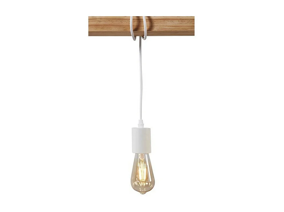 Industriële hanglamp 4 lichts hout en wit Igo