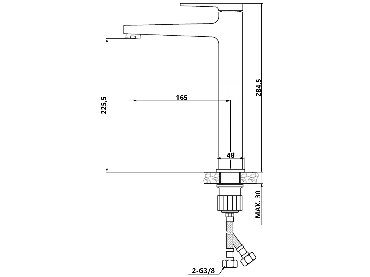 Rubinetto Miscelatore Lavabo Nero Oro Alto Monocontrollo Midnight