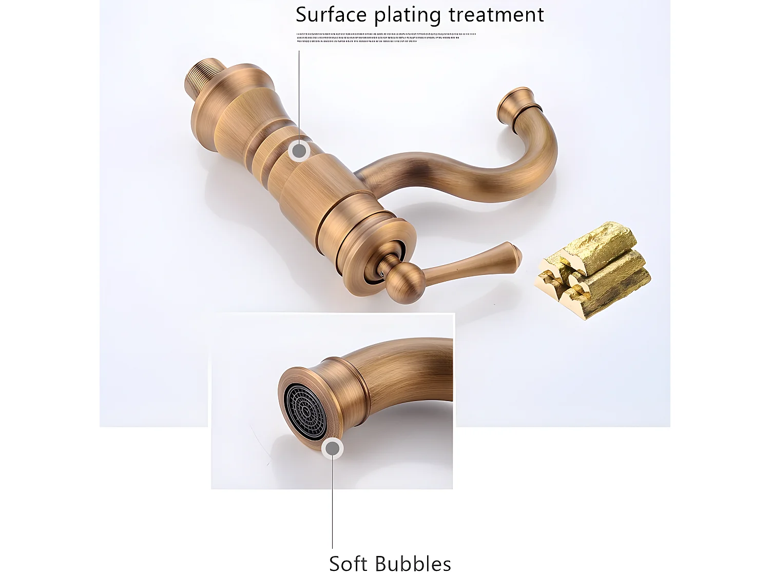 Robinet Salle De Bain Mitigeur Lavabo Laiton Antique Monocommande