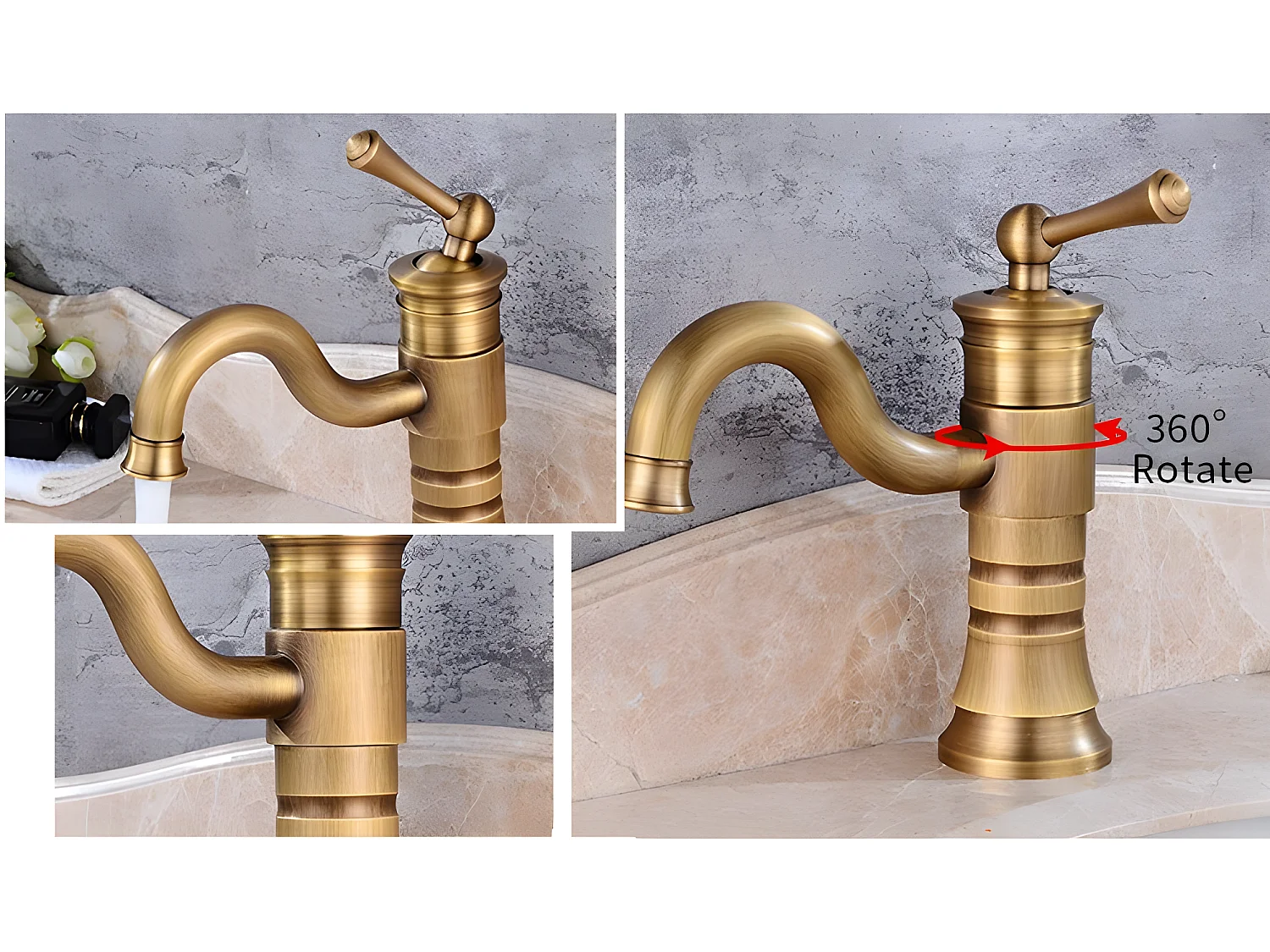 Robinet Salle De Bain Mitigeur Lavabo Laiton Antique Monocommande