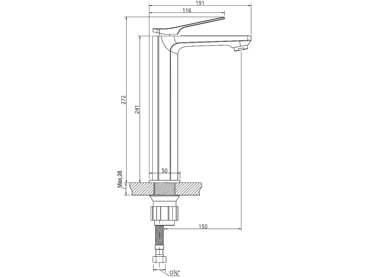 Grifo Lavabo Cobre Alto Monomando Neri