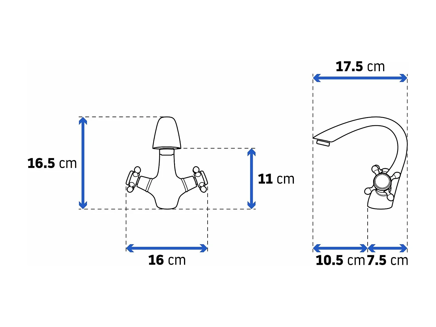 Wastafelkraan Rea Retro Low Black