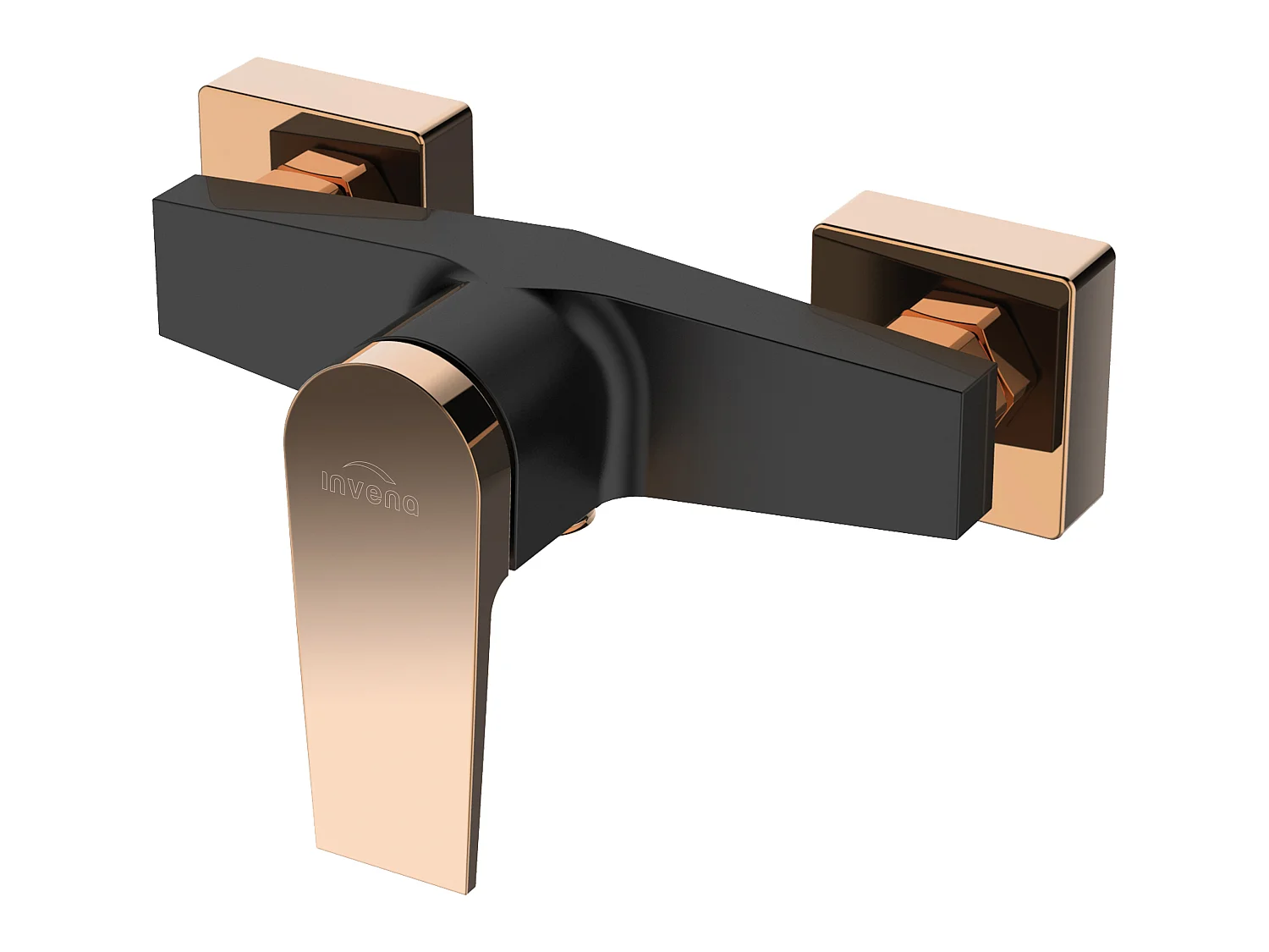 Schwarz/Rosé Gold Messing Badezimmer-Duscharmatur Einhebel-Wandbatterie