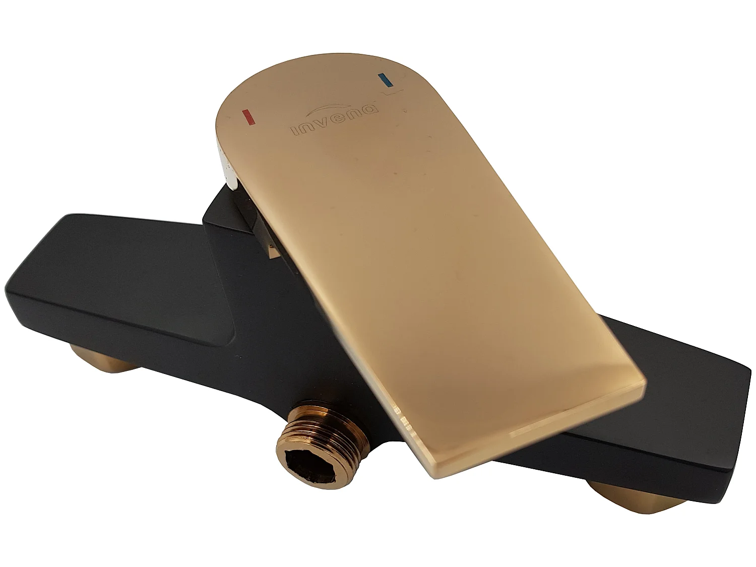 Schwarz/Rosé Gold Messing Badezimmer-Duscharmatur Einhebel-Wandbatterie