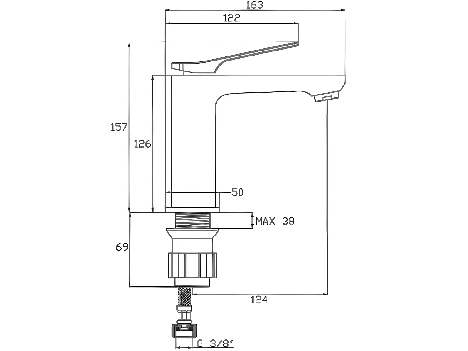 Waschtischarmatur Schwarz Quadratisch Einhebelmischer Paros
