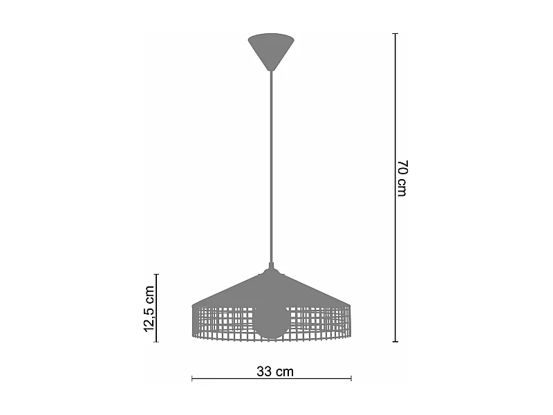 Suspension cone métallique á carrée noir 70 cm.