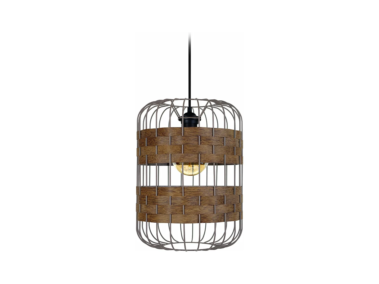 Suspension métal taupe bois africain 96 cm.
