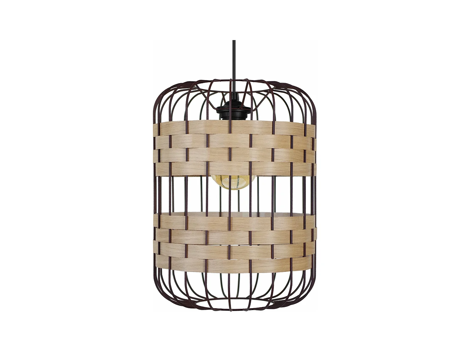 Suspension métal marron bois chêne 96 cm.