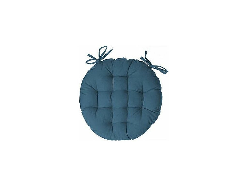 Galette De Chaise Ronde Atmosphera Leana 38cm - Coton, Bleu Canard, Coussin Assise Confortable