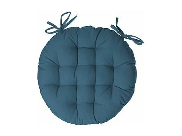 Galette de Chaise Ronde "Leana" 38cm Bleu Canard