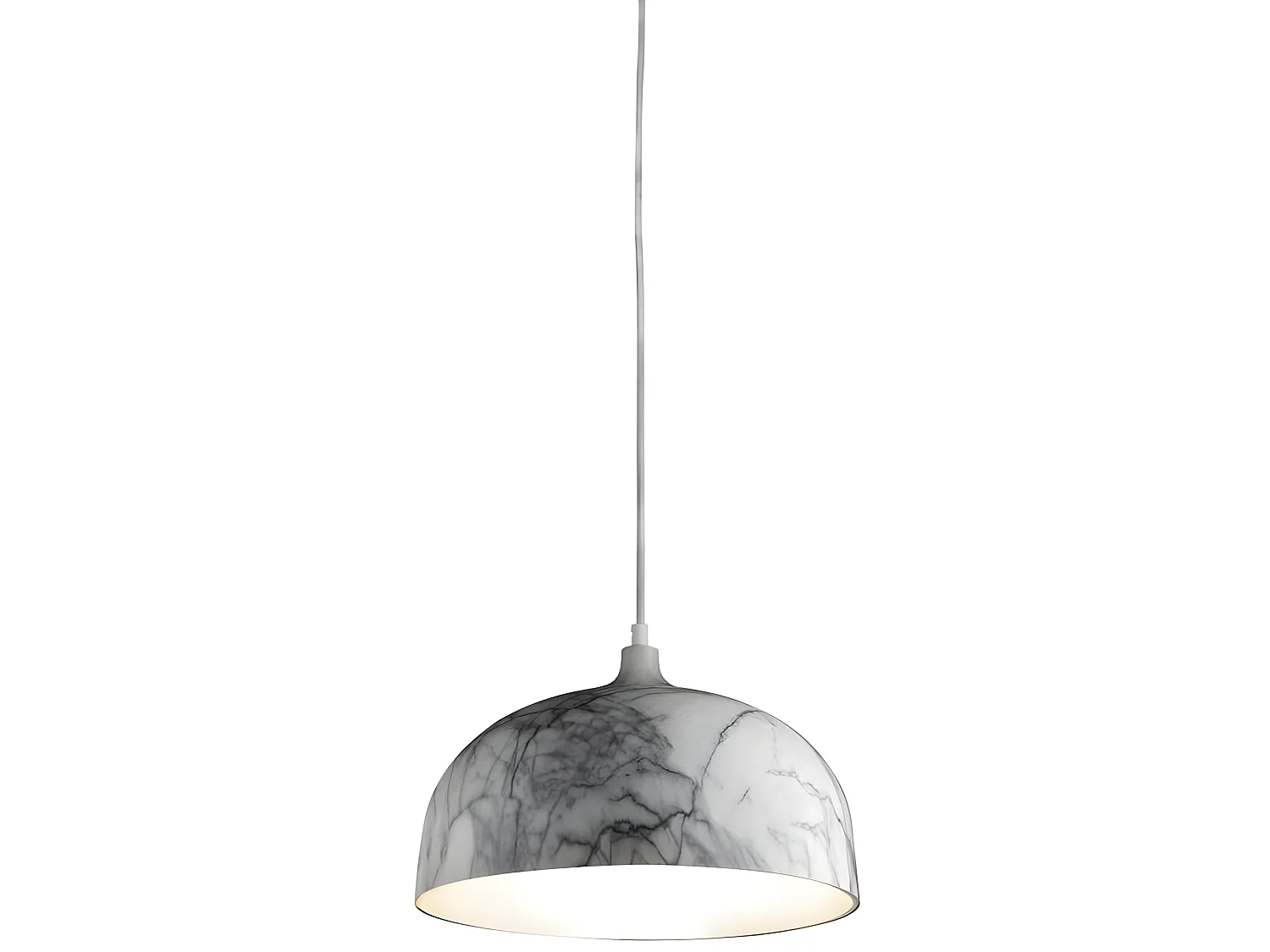 Lampe Suspension Effet Marbre "Elkmont" 128cm Gris