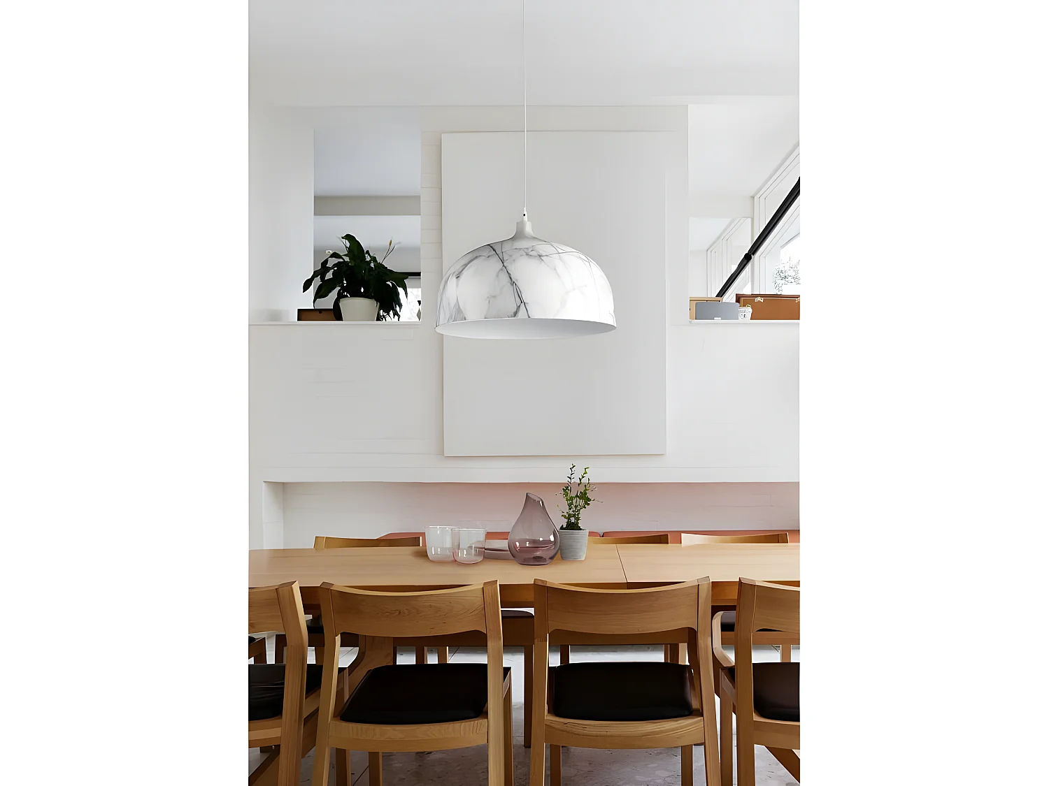 Lampe Suspension Effet Marbre "Elkmont" 128cm Gris