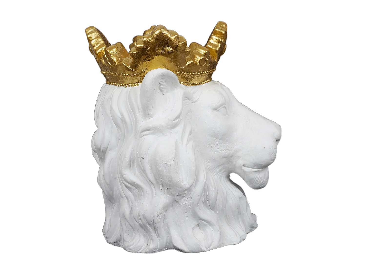 Cache-Pot Design "Lion Couronne" 39cm Blanc