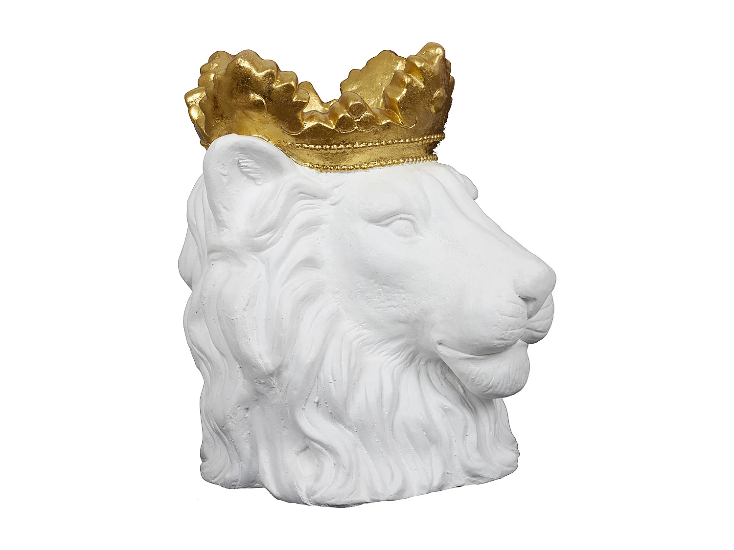 Cache-Pot Design "Lion Couronne" 39cm Blanc
