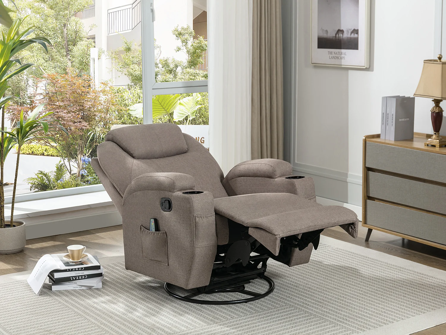 Massagesessel - Stoff - Graubraun - SILVANO
