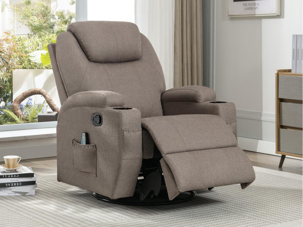 Sillón de masaje SILVANO de tela - Topo