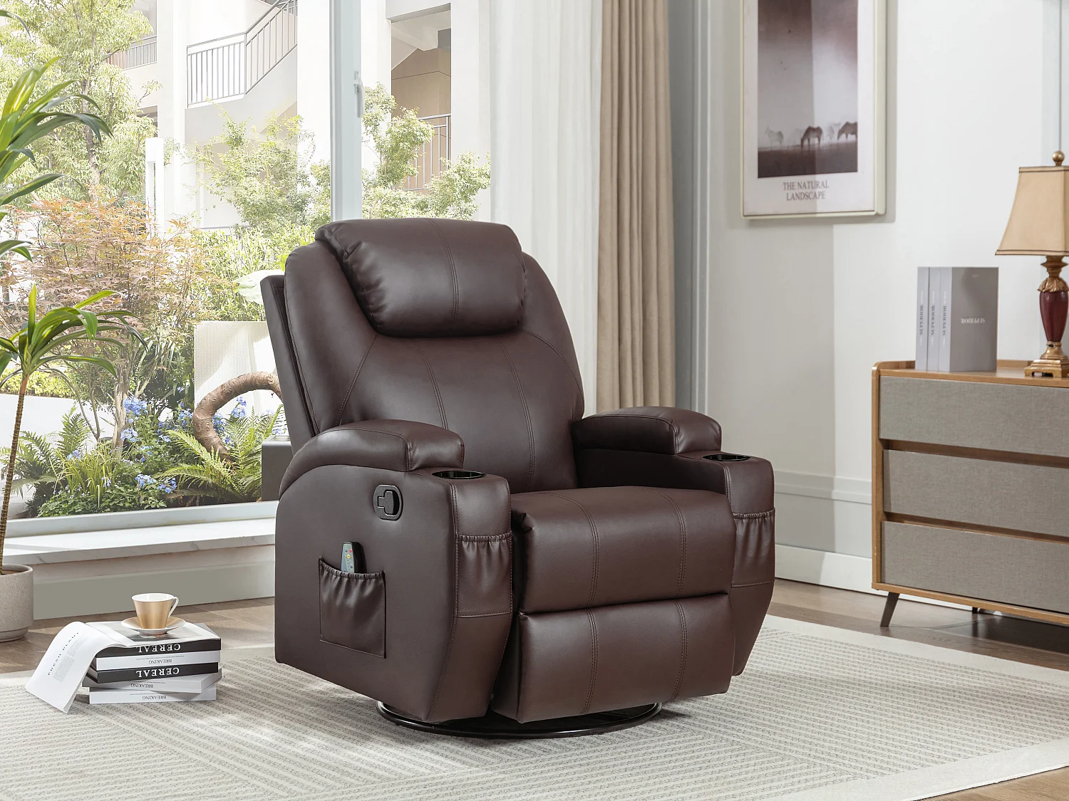 Fauteuil massant SILVANO en simili - Marron