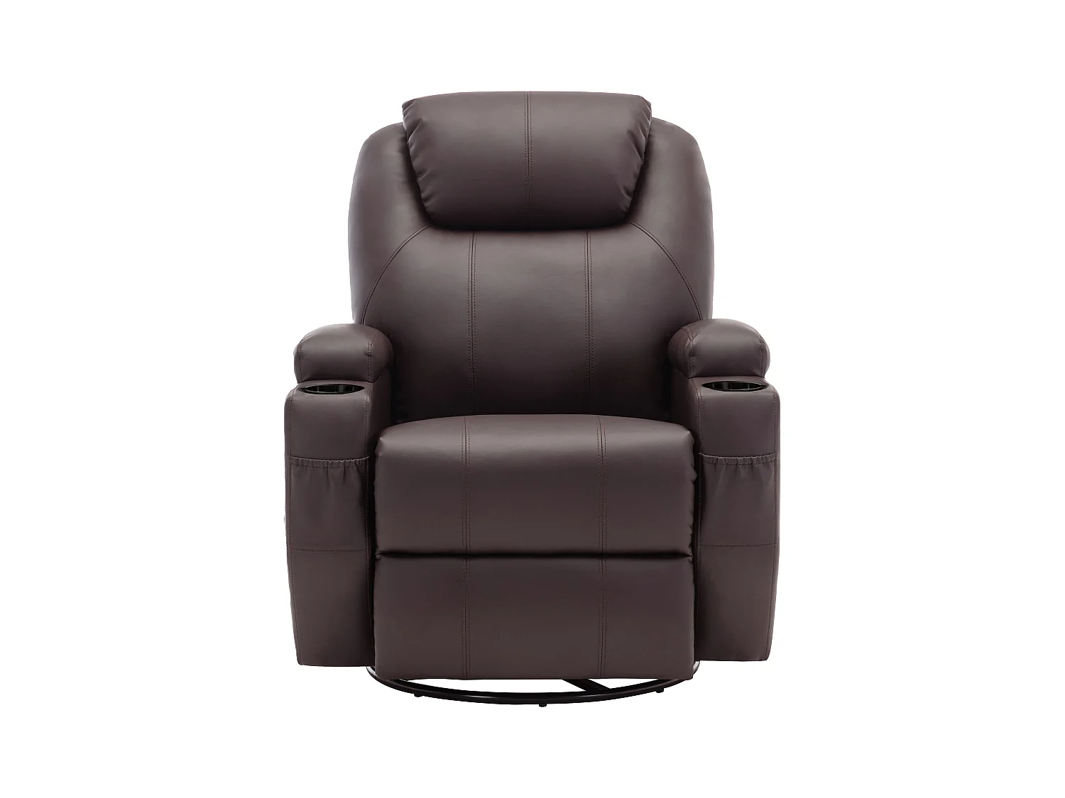 Sillón de masaje SILVANO de piel sintética - Marrón