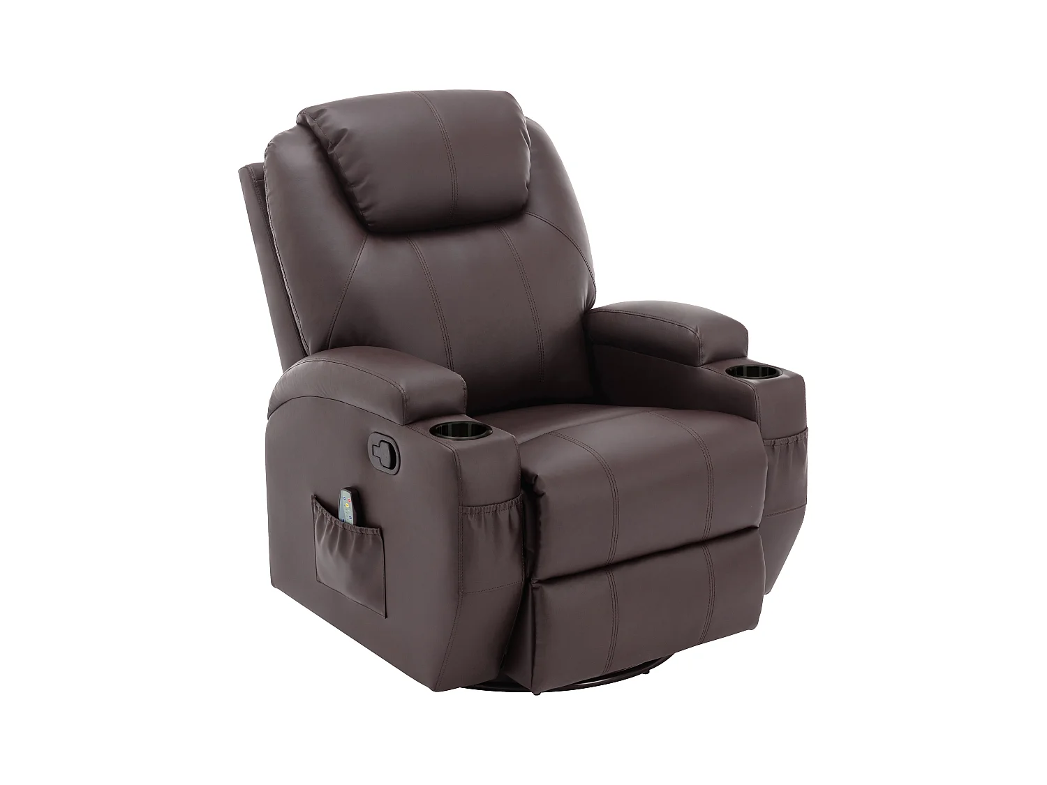 Sillón de masaje SILVANO de piel sintética - Marrón