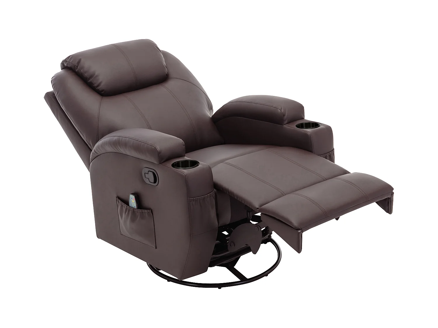 Sillón de masaje SILVANO de piel sintética - Marrón