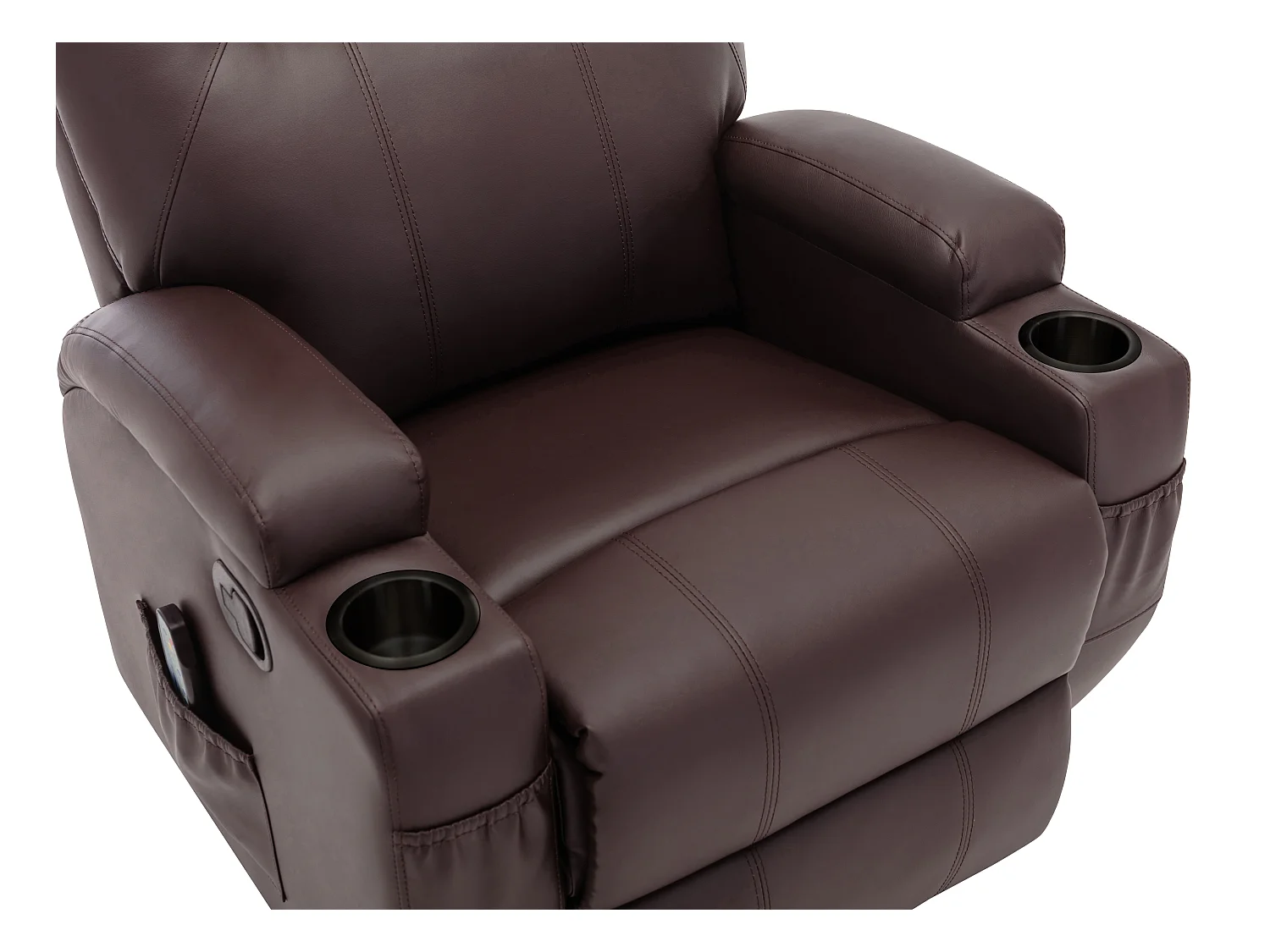 Sillón de masaje SILVANO de piel sintética - Marrón