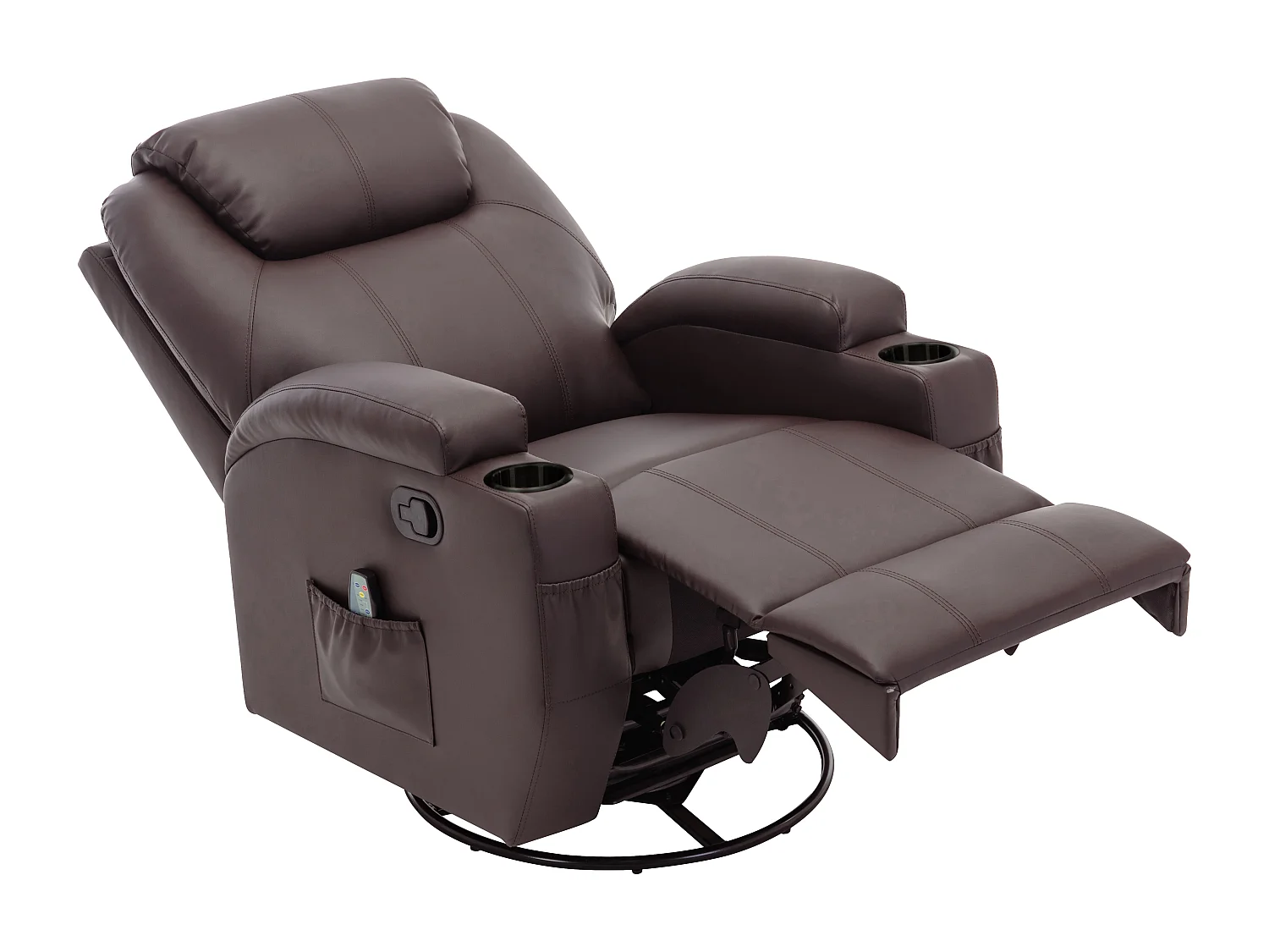 Fauteuil massant SILVANO en simili - Marron