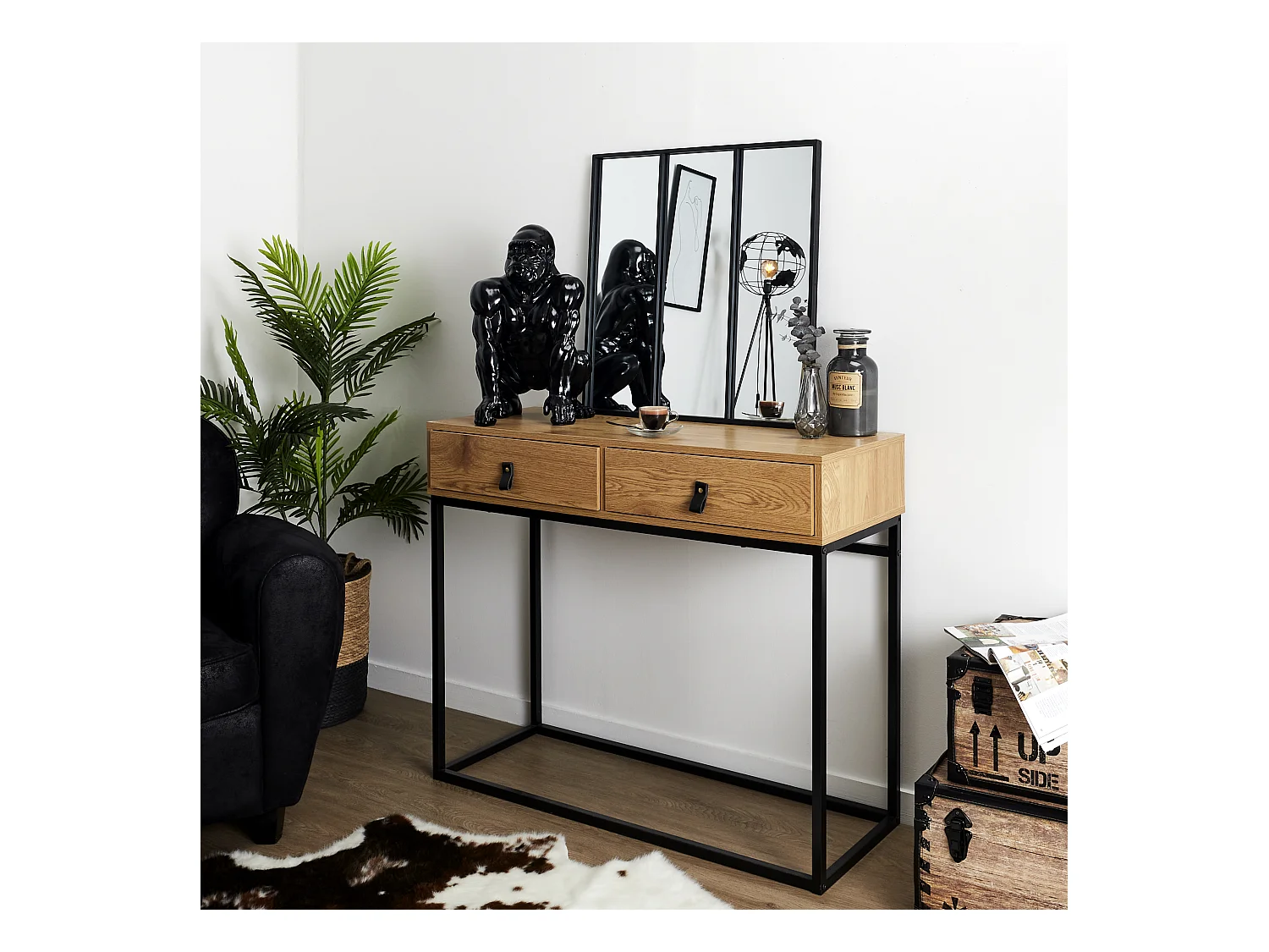 Miroir Atelier Metal 61.5x61.5cm Noir