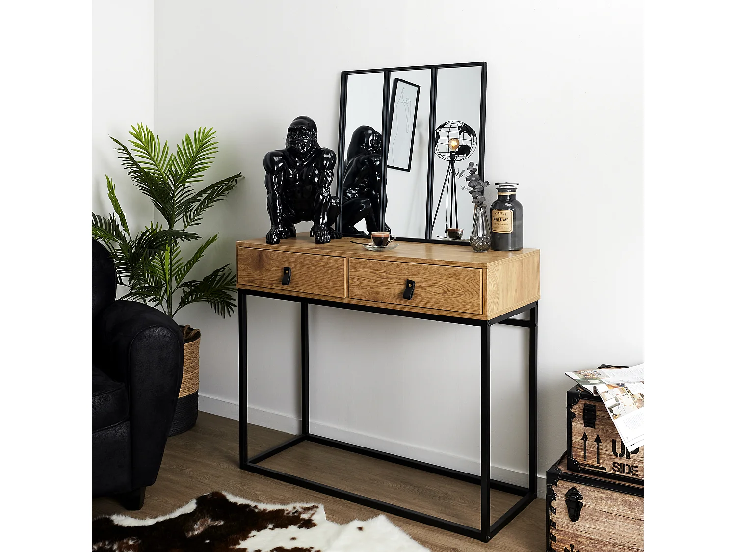 Miroir Atelier Metal 61.5x61.5cm Noir