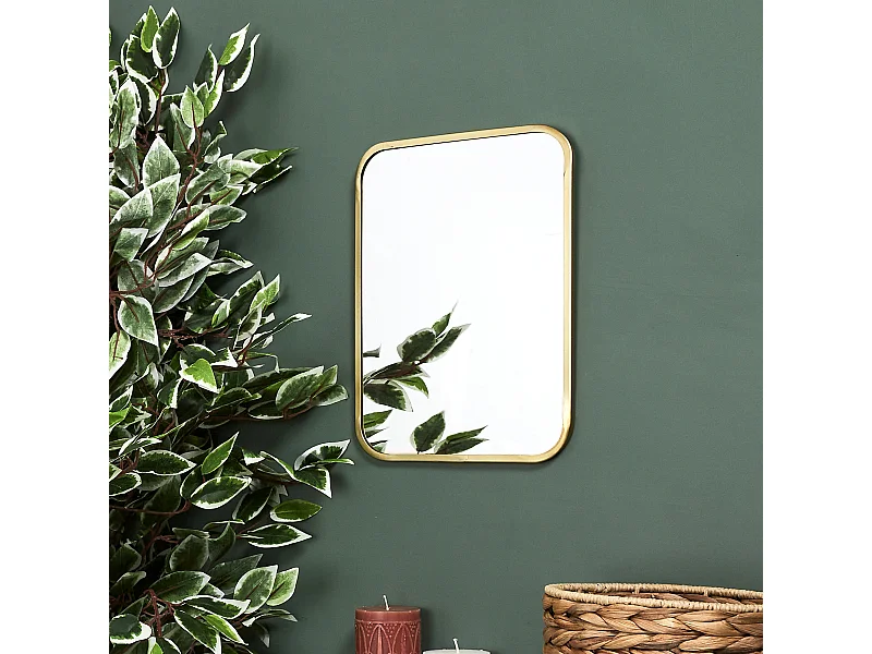 Miroir Mural Déco "Contour Carré" 34cm Or