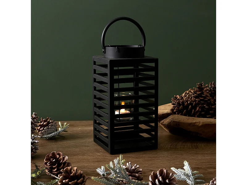 Lanterne En Metal Noir H24.5cm Noir