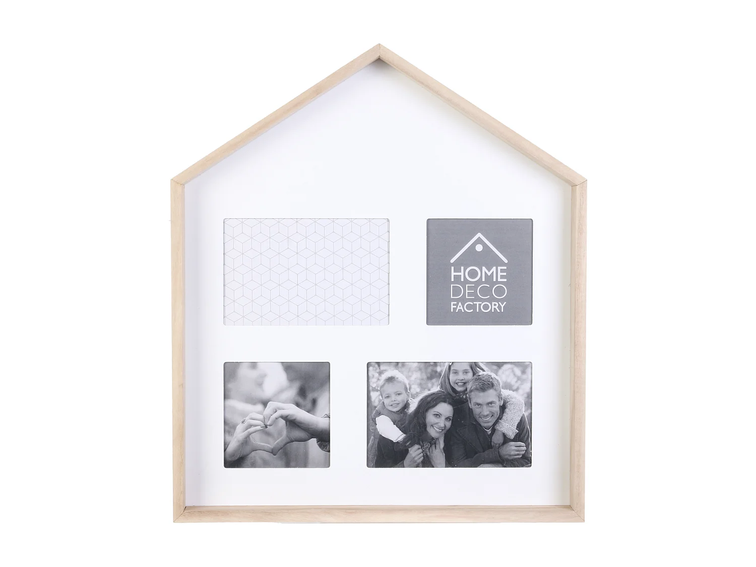 Pêle-Mêle 4 Photos "Forme Maison" 40cm Naturel