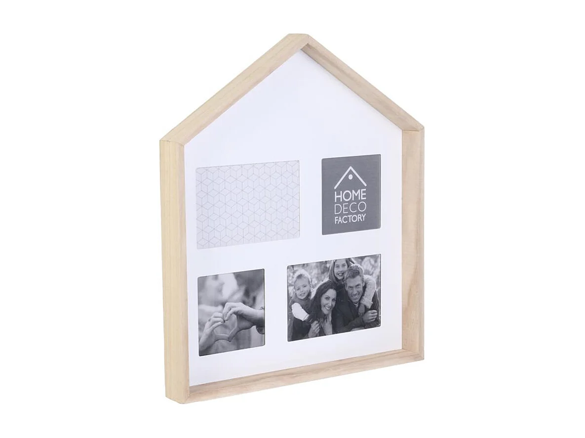 Pêle-Mêle 4 Photos "Forme Maison" 40cm Naturel