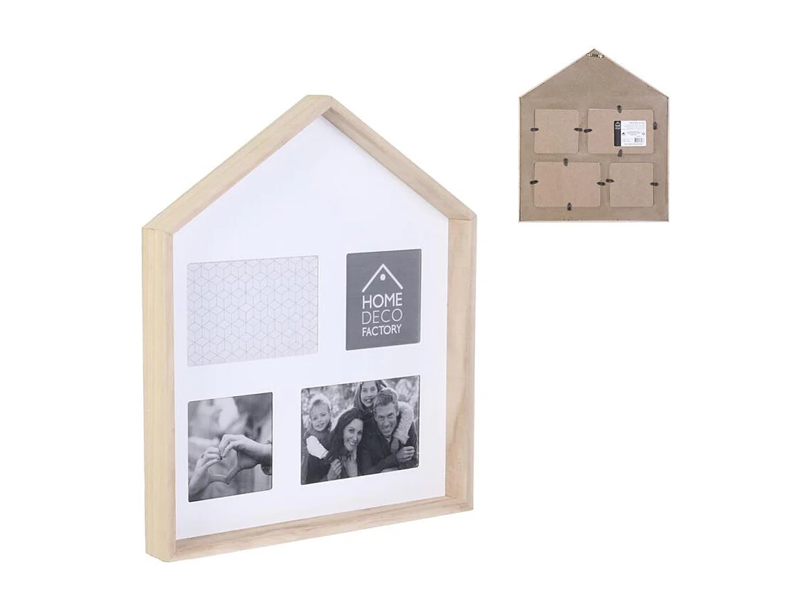 Pêle-Mêle 4 Photos "Forme Maison" 40cm Naturel