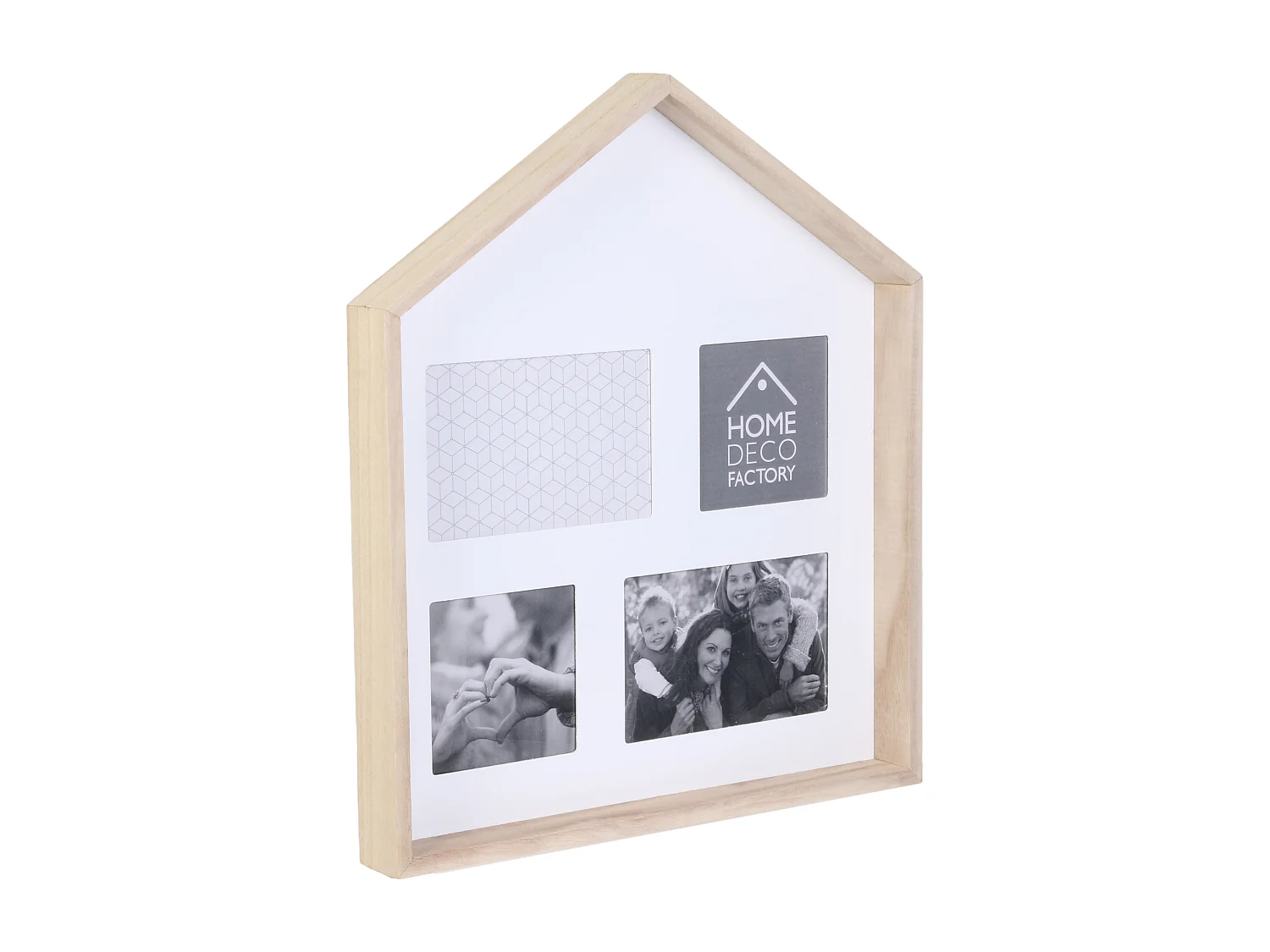 Pêle-Mêle 4 Photos "Forme Maison" 40cm Naturel