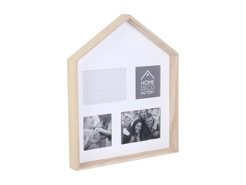 Pêle-Mêle 4 Photos "Forme Maison" 40cm Naturel