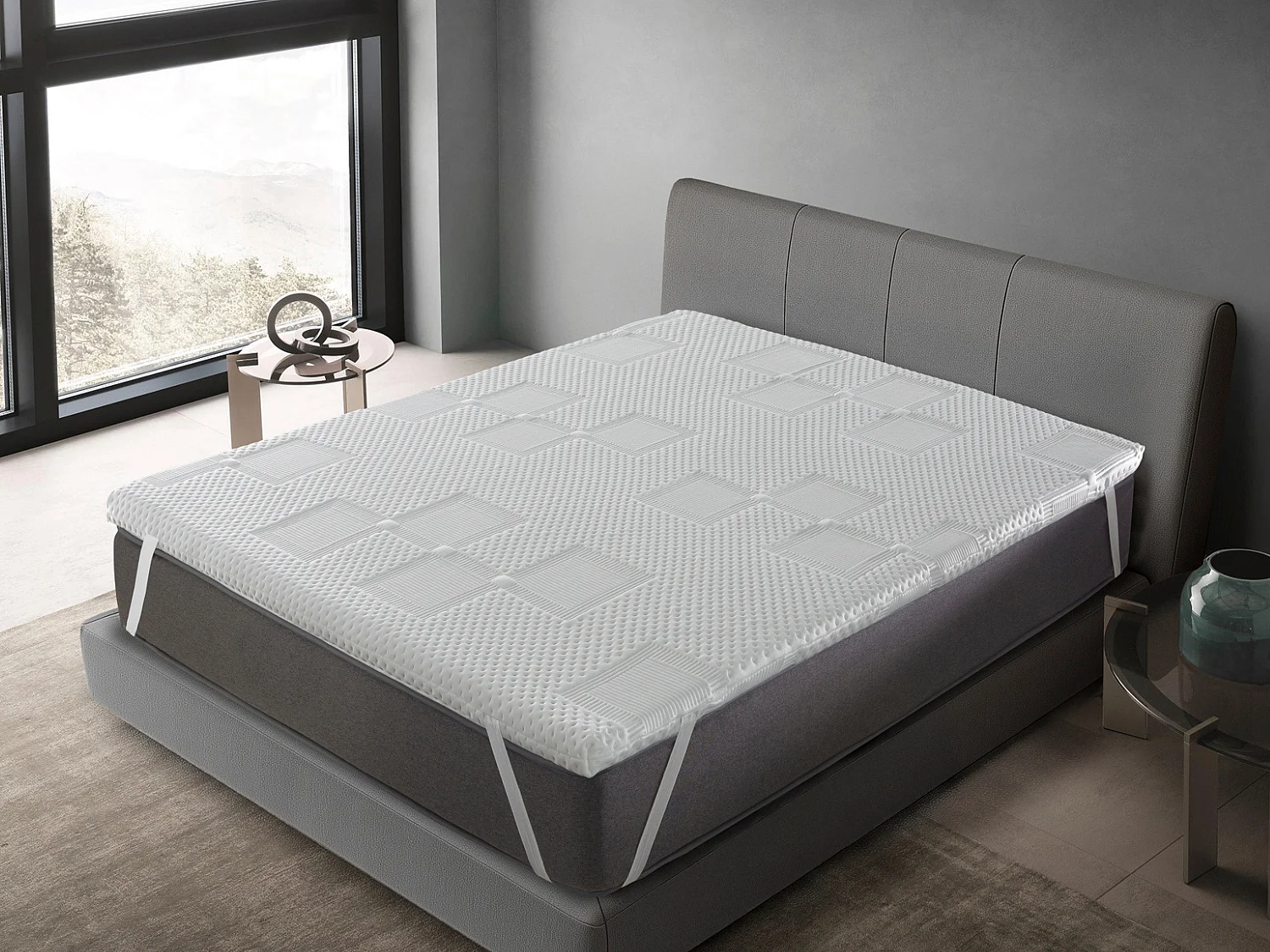 Surmatelas 105x190 MOON Épaisseur 5 cm Mousse HR Respirante et adaptable