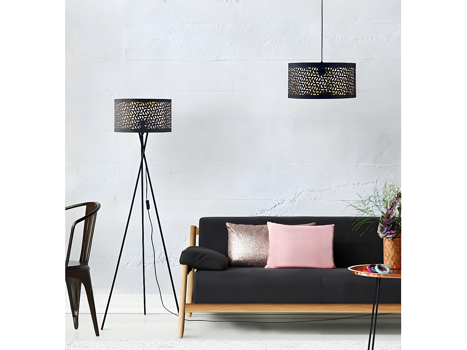 Lampe Suspension Design "Fulton" 110cm Noir