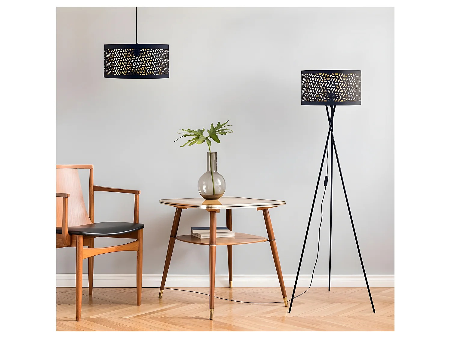 Lampe Suspension Design "Fulton" 110cm Noir