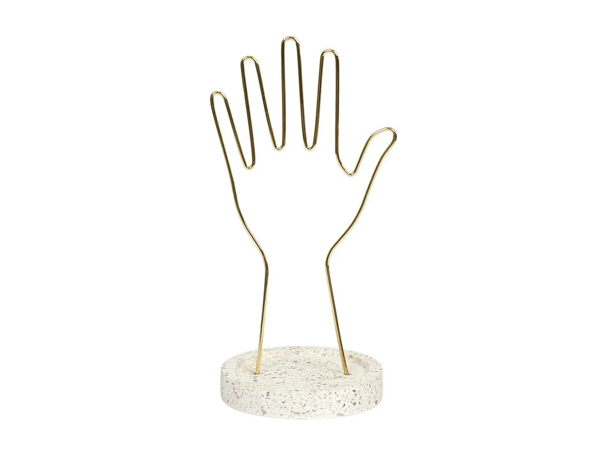 Porte-Bijoux Main "Terrazzo" 28cm Or & Blanc